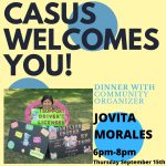 Photo of the flyer advertising the event with Jovita Morales.